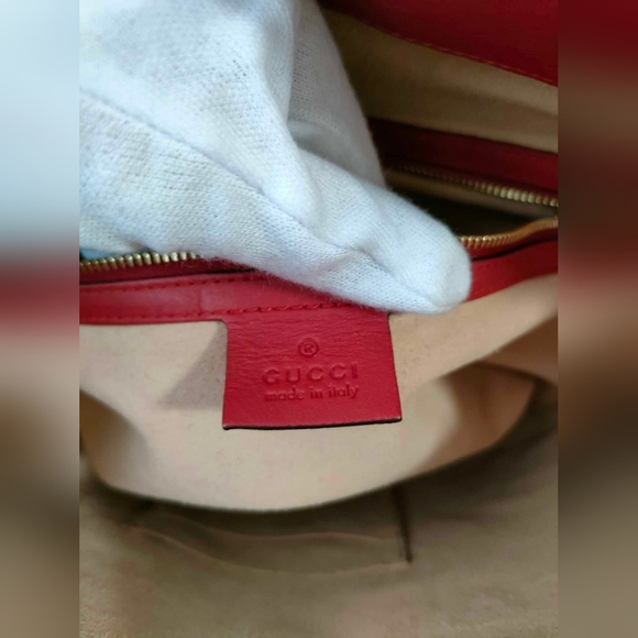 GG Supreme Monogram Linea A Foldover Tote Beige Blue Hibiscus Red - Picture 3 of 16